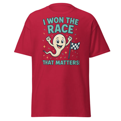 I Won The Race That Matters Sperm T-Shirt - Funny Humor Tee - Cardinal - T-Shirts Online