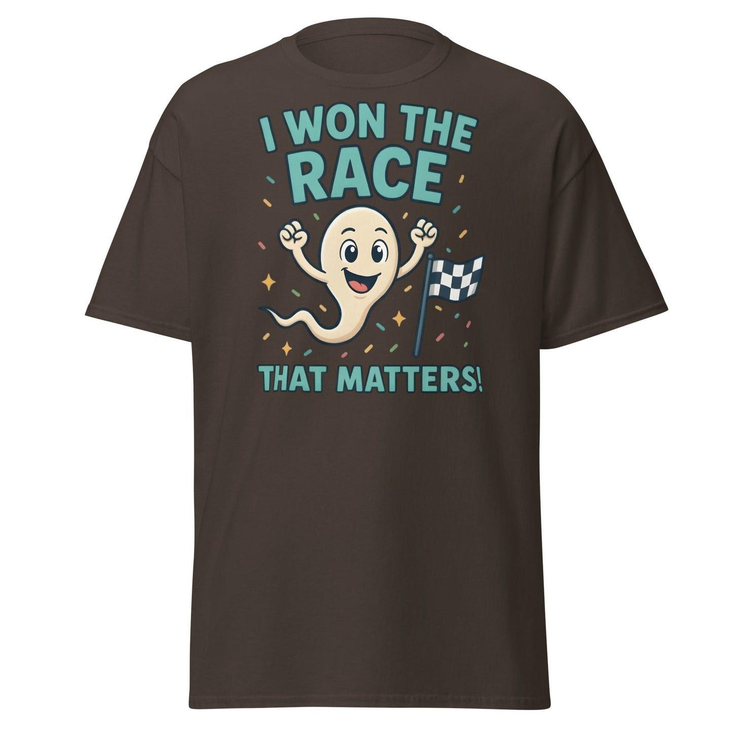 I Won The Race That Matters Sperm T-Shirt - Funny Humor Tee - Dark Chocolate - T-Shirts Online