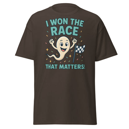 I Won The Race That Matters Sperm T-Shirt - Funny Humor Tee - Dark Chocolate - T-Shirts Online
