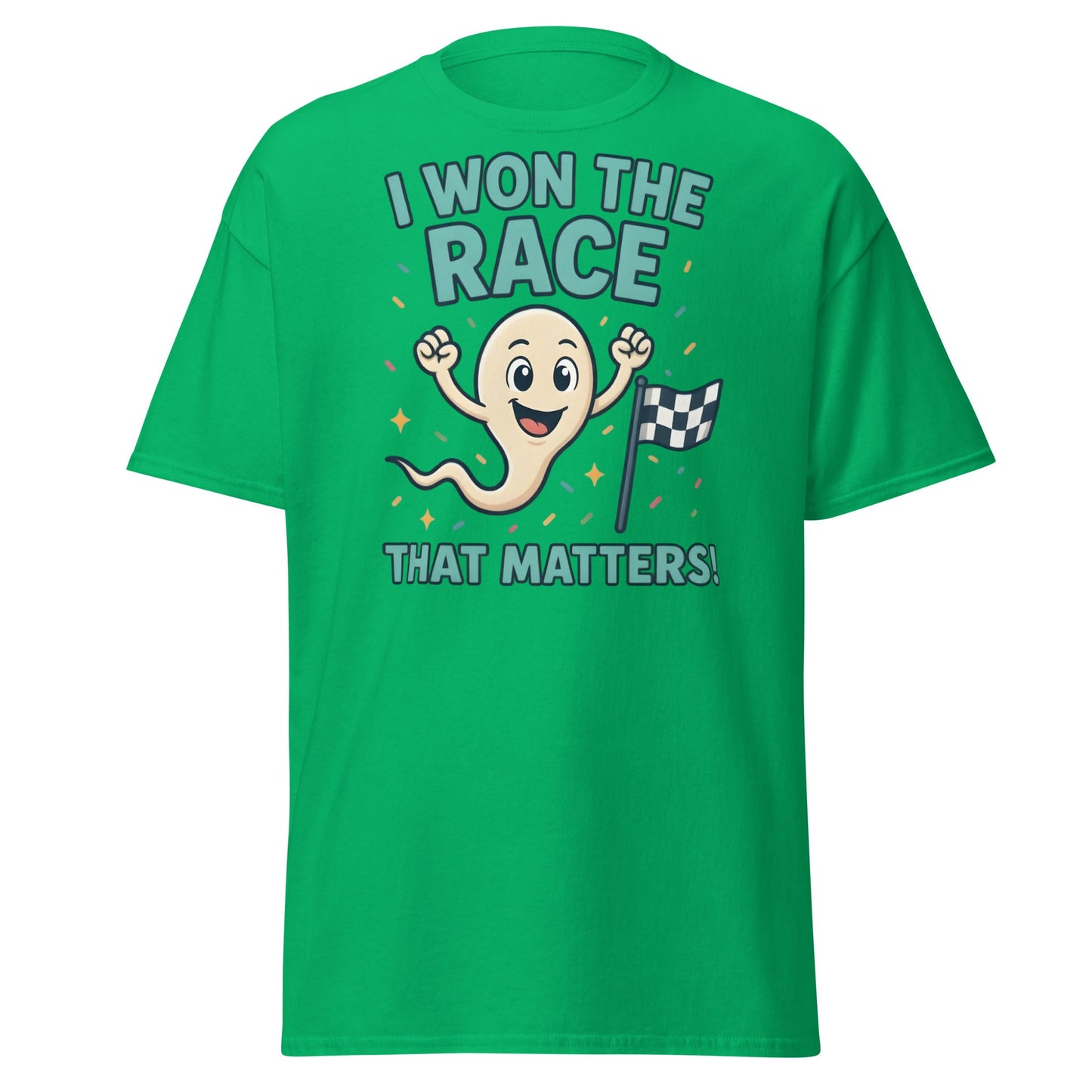 I Won The Race That Matters Sperm T-Shirt - Funny Humor Tee - Irish Green - T-Shirts Online