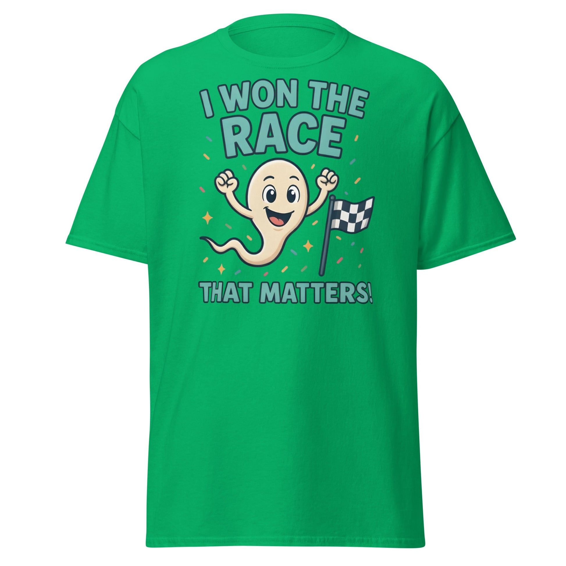 I Won The Race That Matters Sperm T-Shirt - Funny Humor Tee - Irish Green - T-Shirts Online
