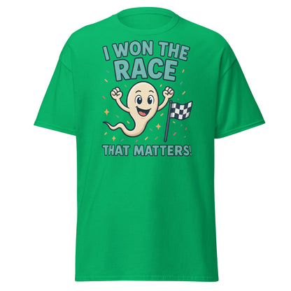 I Won The Race That Matters Sperm T-Shirt - Funny Humor Tee - Irish Green - T-Shirts Online