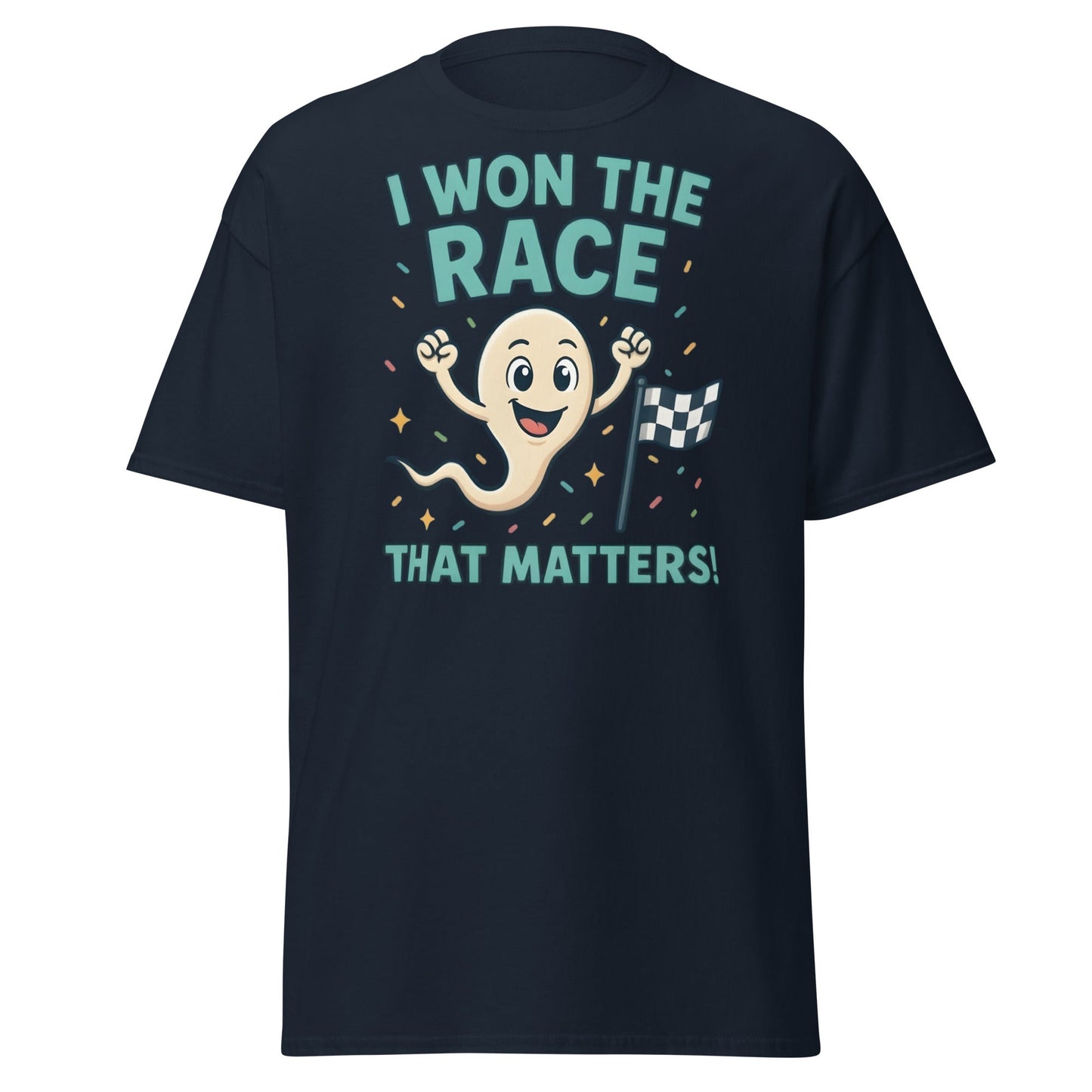 I Won The Race That Matters Sperm T-Shirt - Funny Humor Tee - Navy - T-Shirts Online