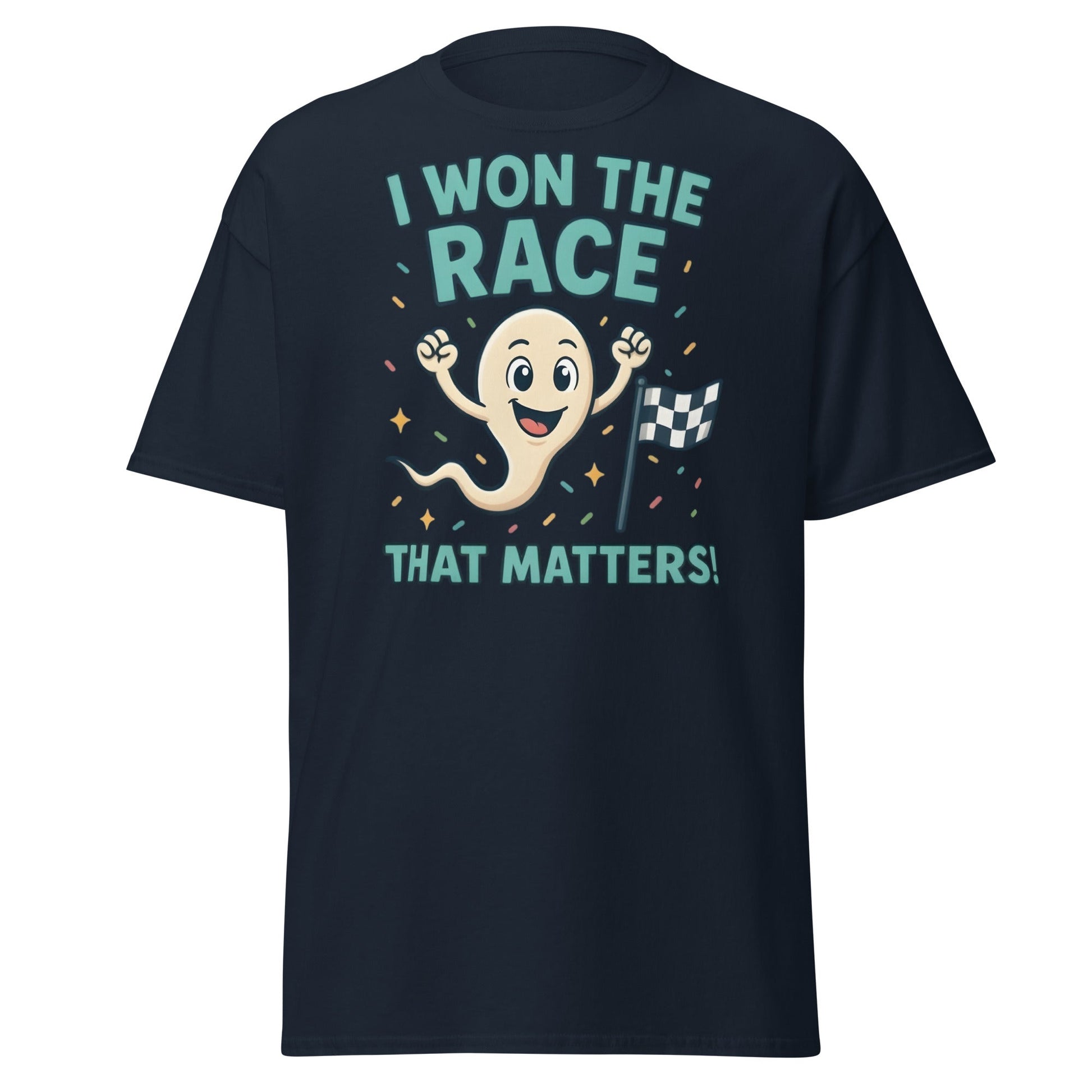 I Won The Race That Matters Sperm T-Shirt - Funny Humor Tee - Navy - T-Shirts Online