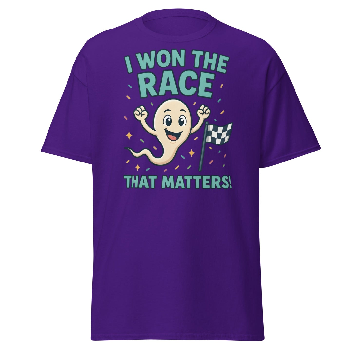 I Won The Race That Matters Sperm T-Shirt - Funny Humor Tee - Purple - T-Shirts Online