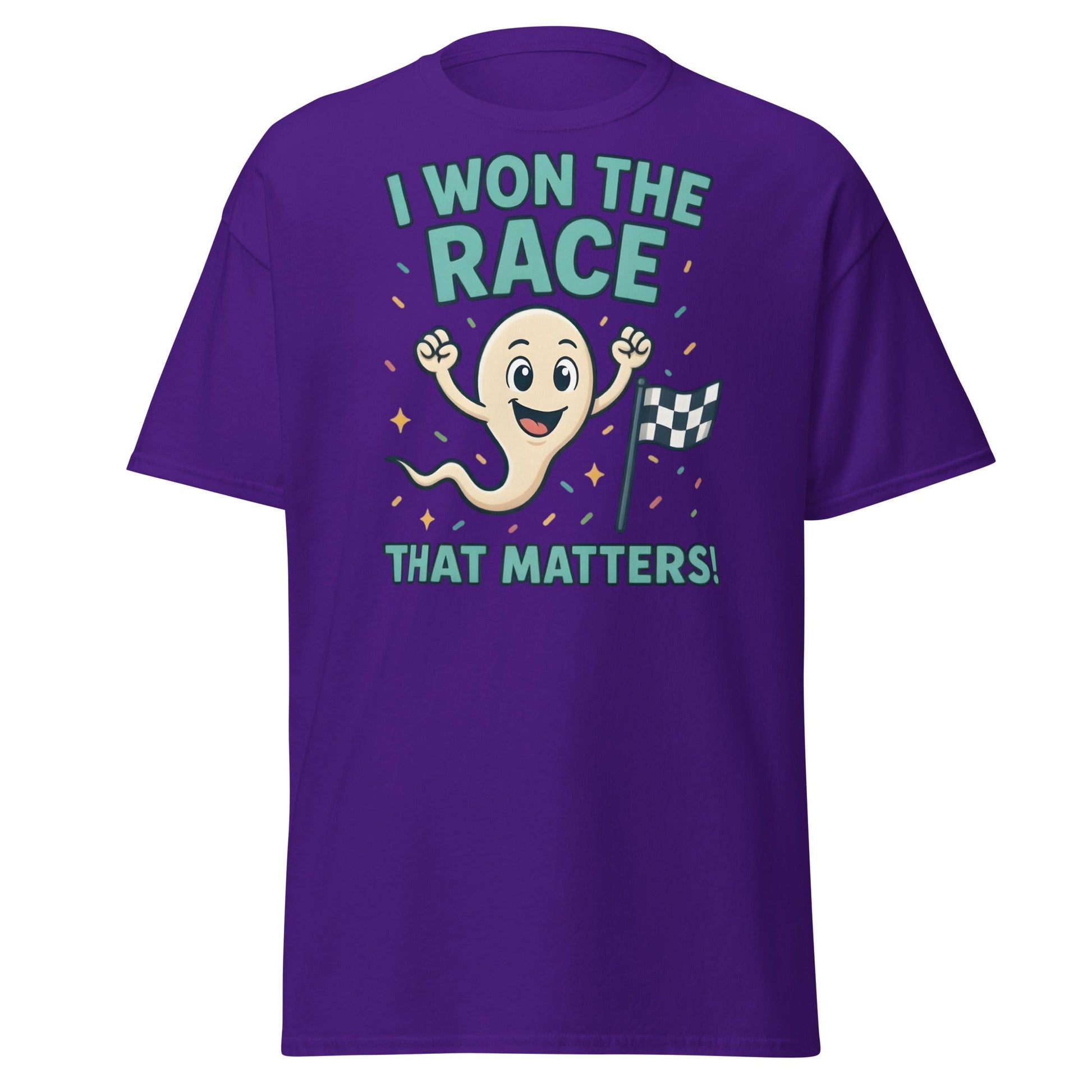 I Won The Race That Matters Sperm T-Shirt - Funny Humor Tee - Purple - T-Shirts Online