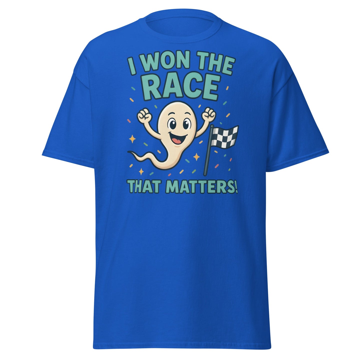 I Won The Race That Matters Sperm T-Shirt - Funny Humor Tee - Royal - T-Shirts Online
