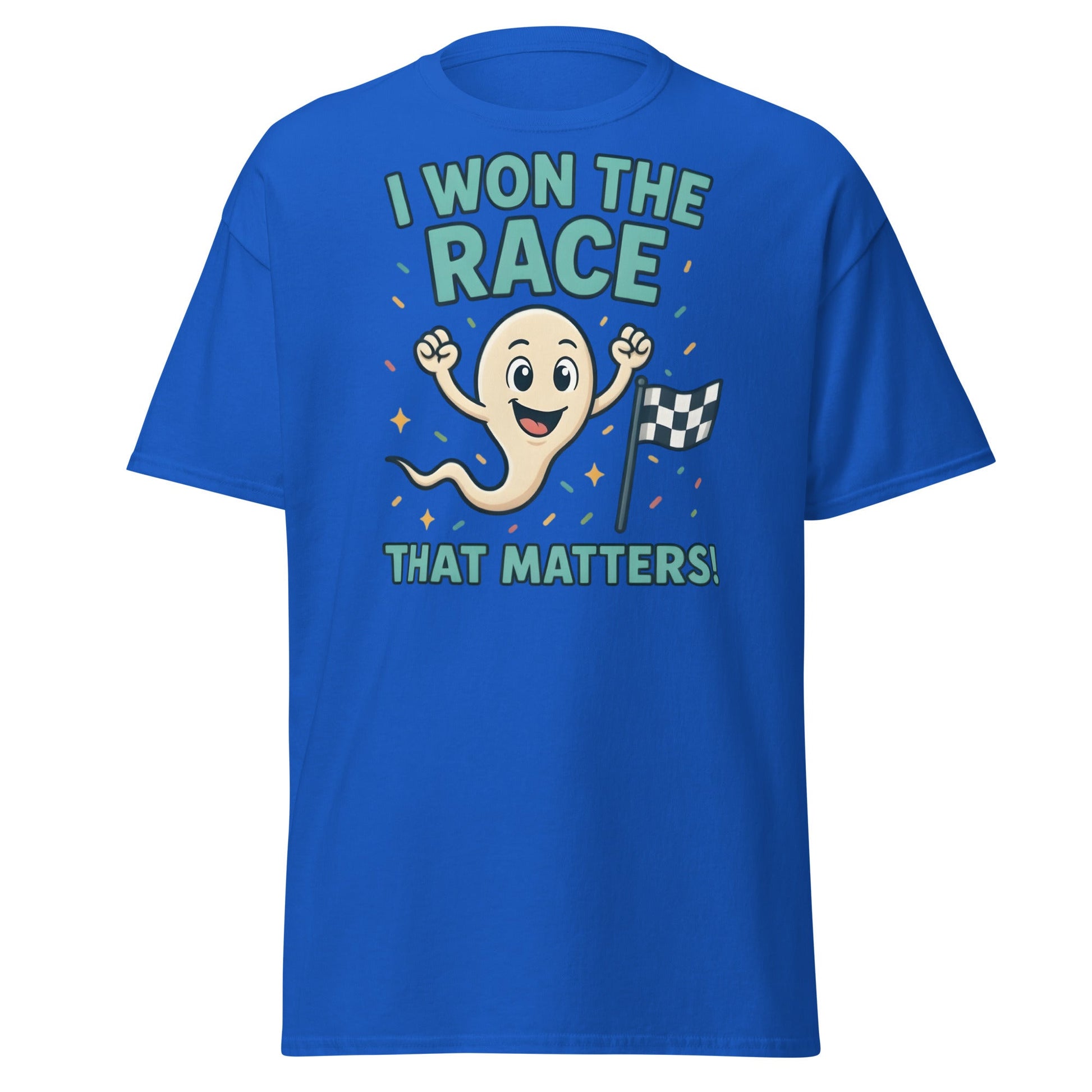 I Won The Race That Matters Sperm T-Shirt - Funny Humor Tee - Royal - T-Shirts Online