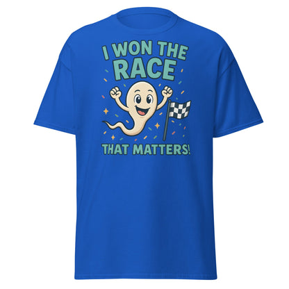 I Won The Race That Matters Sperm T-Shirt - Funny Humor Tee - Royal - T-Shirts Online