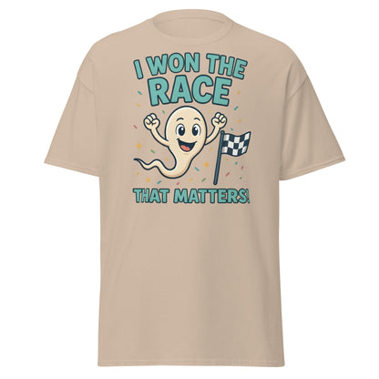 I Won The Race That Matters Sperm T-Shirt - Funny Humor Tee - Sand - T-Shirts Online