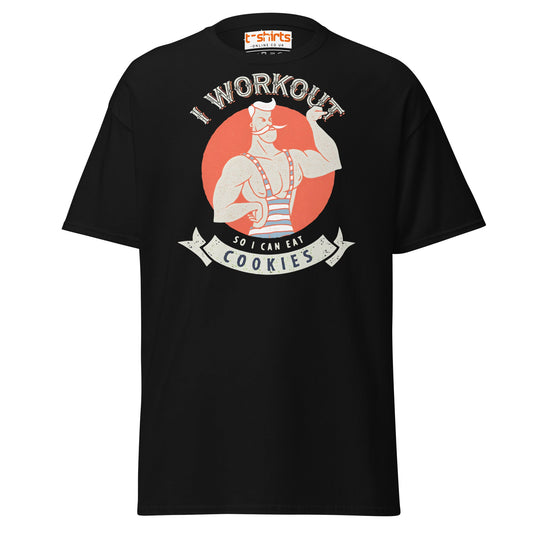 I Workout So I Can Eat Cookies T-Shirt | Funny Gym Tee - Black - T-Shirts Online
