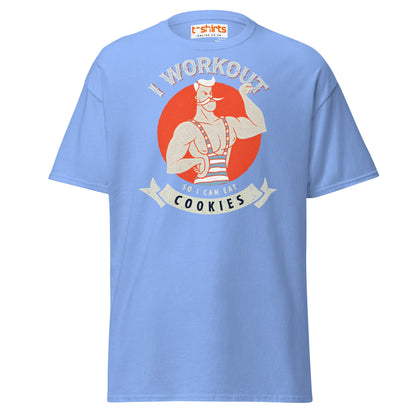 I Workout So I Can Eat Cookies T-Shirt | Funny Gym Tee - Carolina Blue - T-Shirts Online