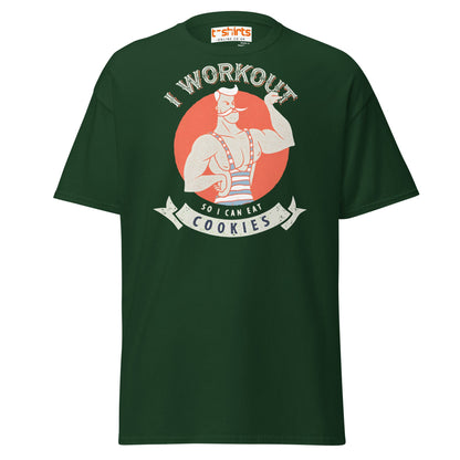 I Workout So I Can Eat Cookies T-Shirt | Funny Gym Tee - Forest Green - T-Shirts Online