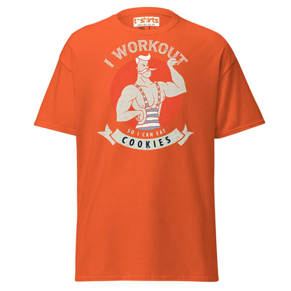 I Workout So I Can Eat Cookies T-Shirt | Funny Gym Tee - Orange - T-Shirts Online
