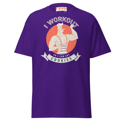I Workout So I Can Eat Cookies T-Shirt | Funny Gym Tee - Purple - T-Shirts Online