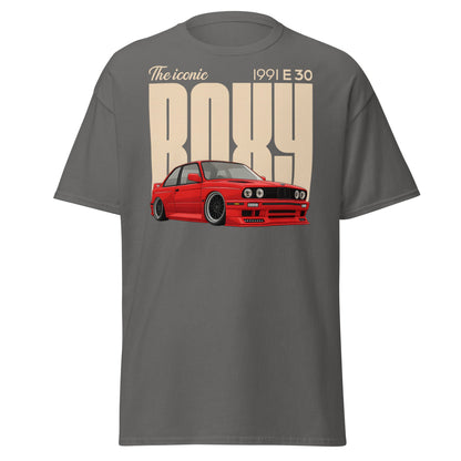 Iconic BMW E30 Boxy 1991 Classic Car T-Shirt - Charcoal - T-Shirts Online