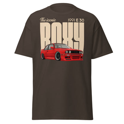 Iconic BMW E30 Boxy 1991 Classic Car T-Shirt - Dark Chocolate - T-Shirts Online