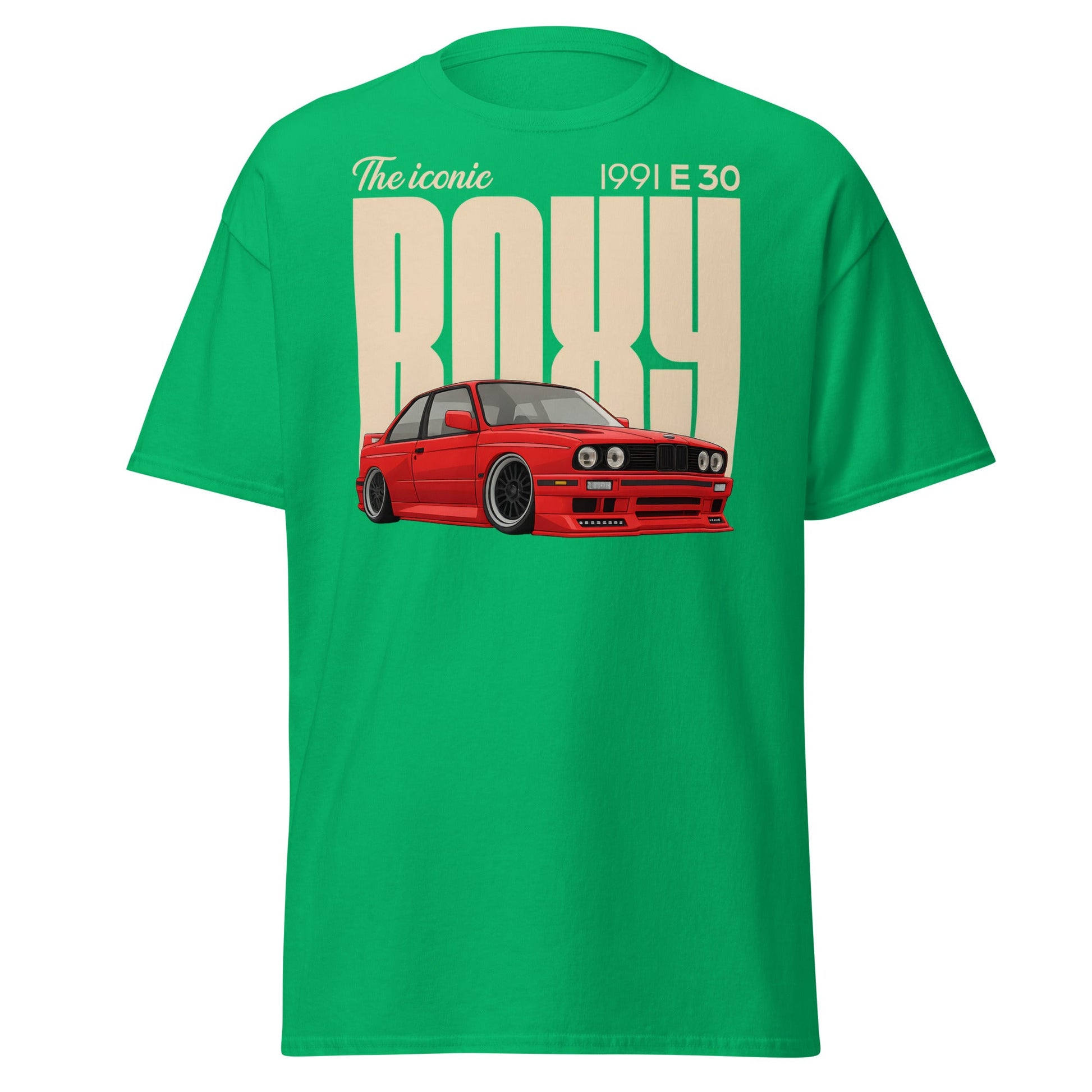 Iconic BMW E30 Boxy 1991 Classic Car T-Shirt - Irish Green - T-Shirts Online