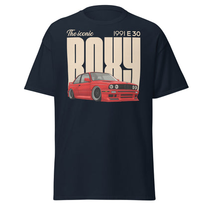 Iconic BMW E30 Boxy 1991 Classic Car T-Shirt - Navy - T-Shirts Online