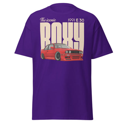 Iconic BMW E30 Boxy 1991 Classic Car T-Shirt - Purple - T-Shirts Online