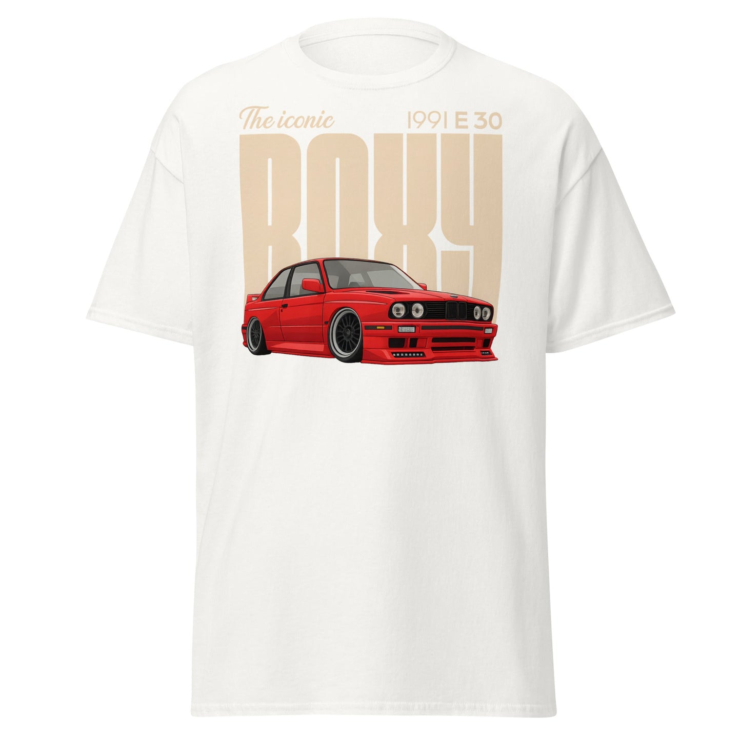 Iconic BMW E30 Boxy 1991 Classic Car T-Shirt - White - T-Shirts Online