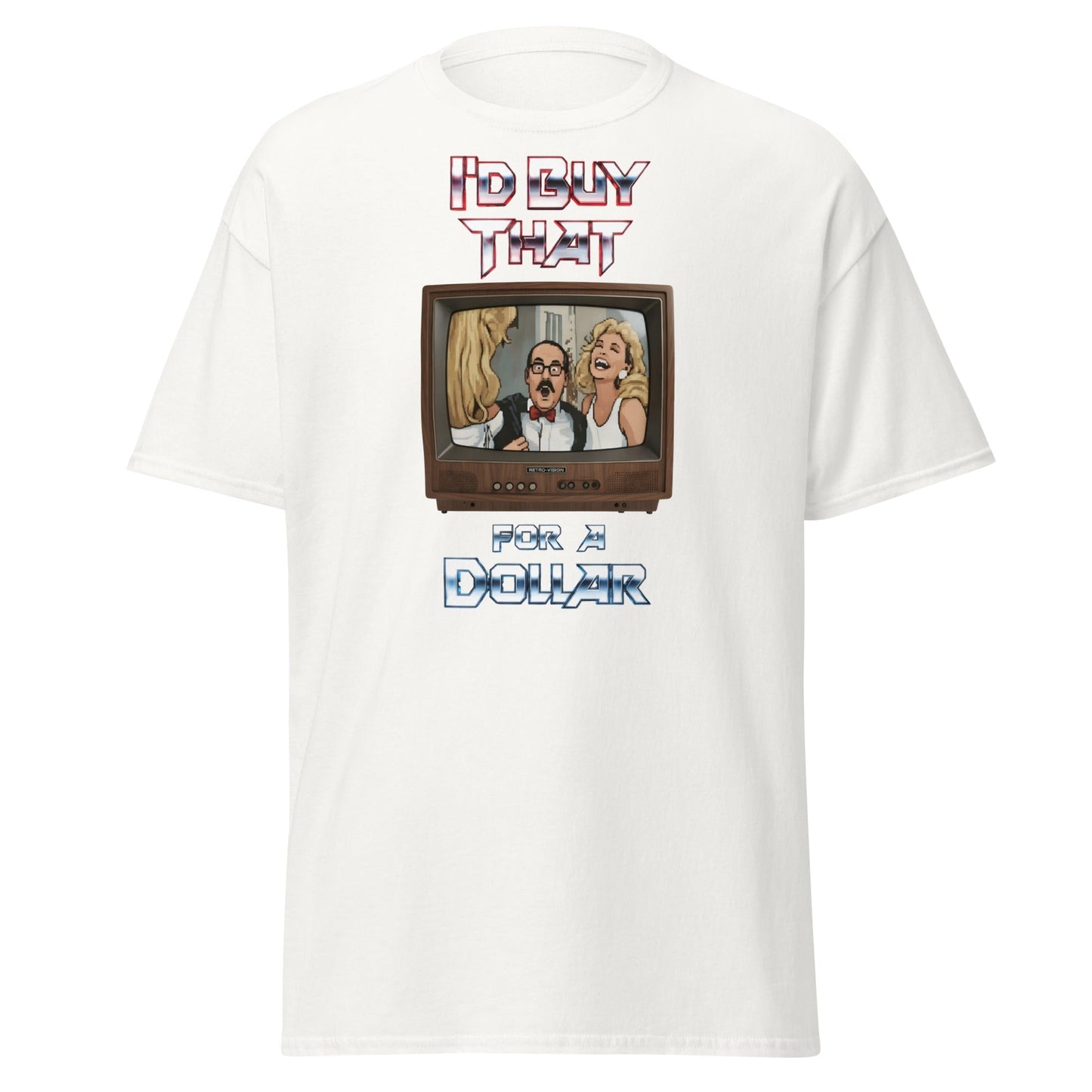 I’d Buy That For A Dollar Retro TV T-Shirt - White - T-Shirts Online