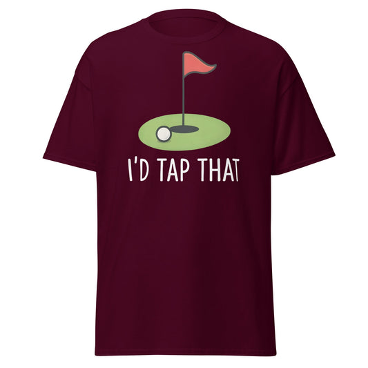 I'd Tap That Golf T-Shirt - Funny Putter Adult Humor Tee - Maroon - T-Shirts Online