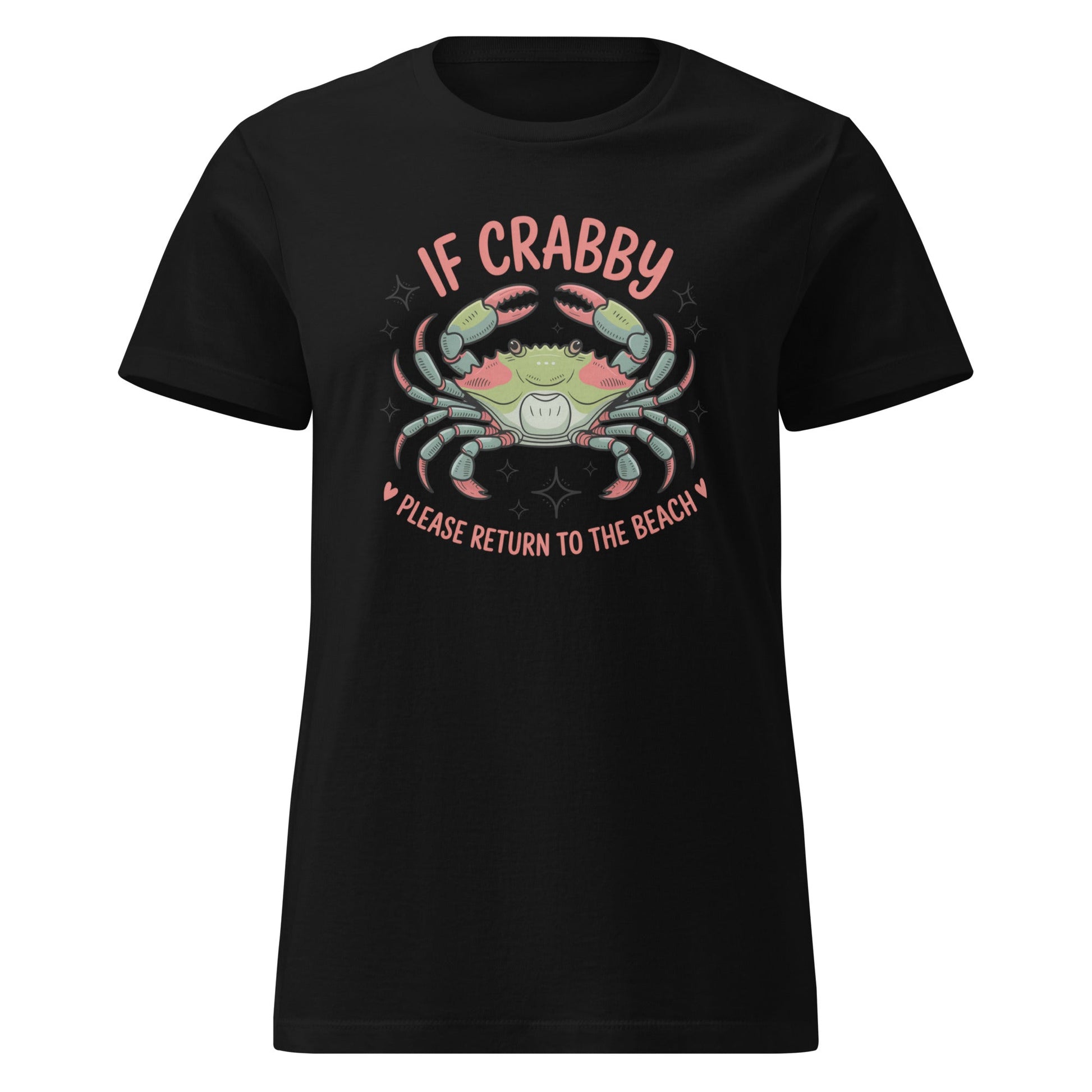 If Crabby Return to Beach T-Shirt | Softstyle Womens Tee - Black - T-Shirts Online