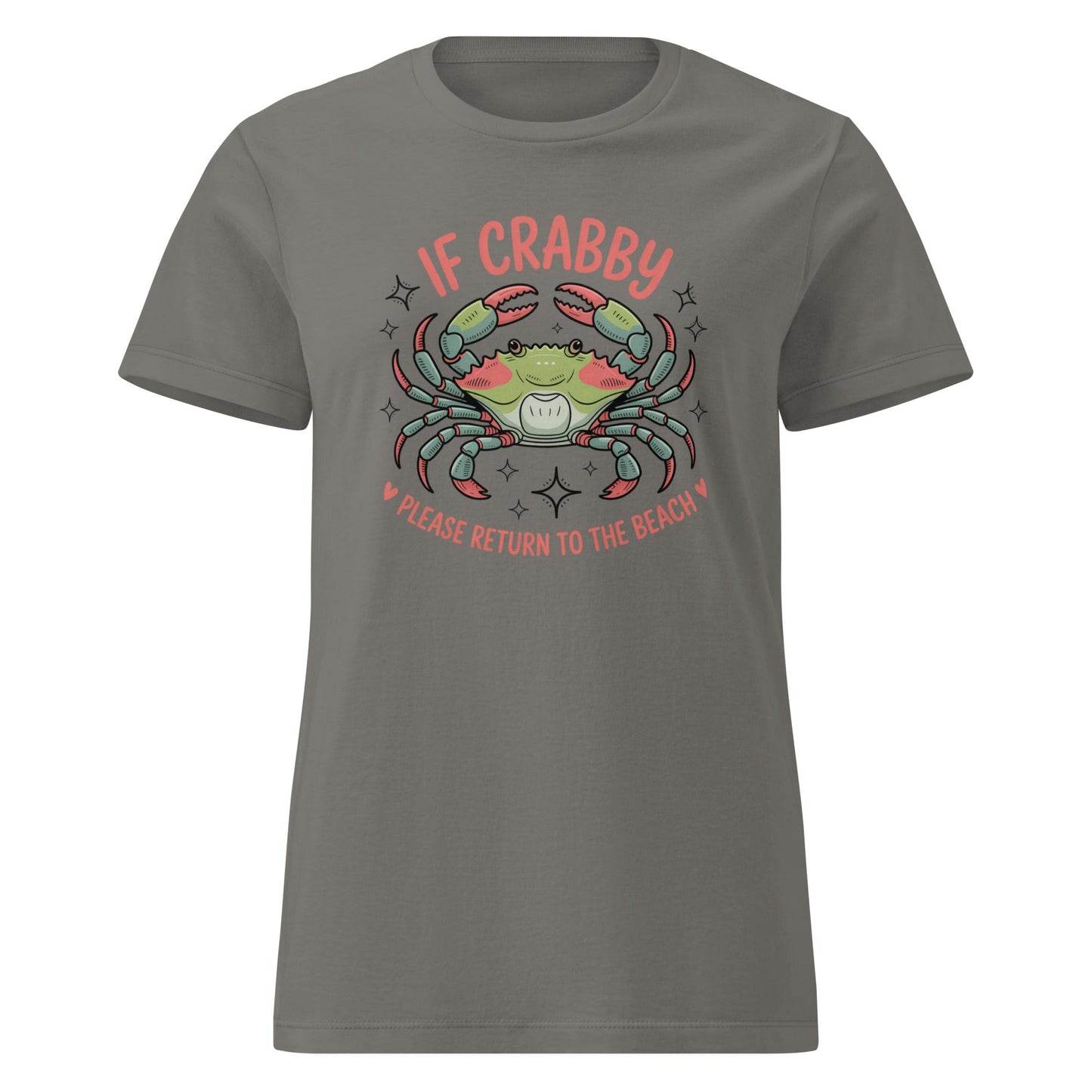 If Crabby Return to Beach T-Shirt | Softstyle Womens Tee - Charcoal - T-Shirts Online