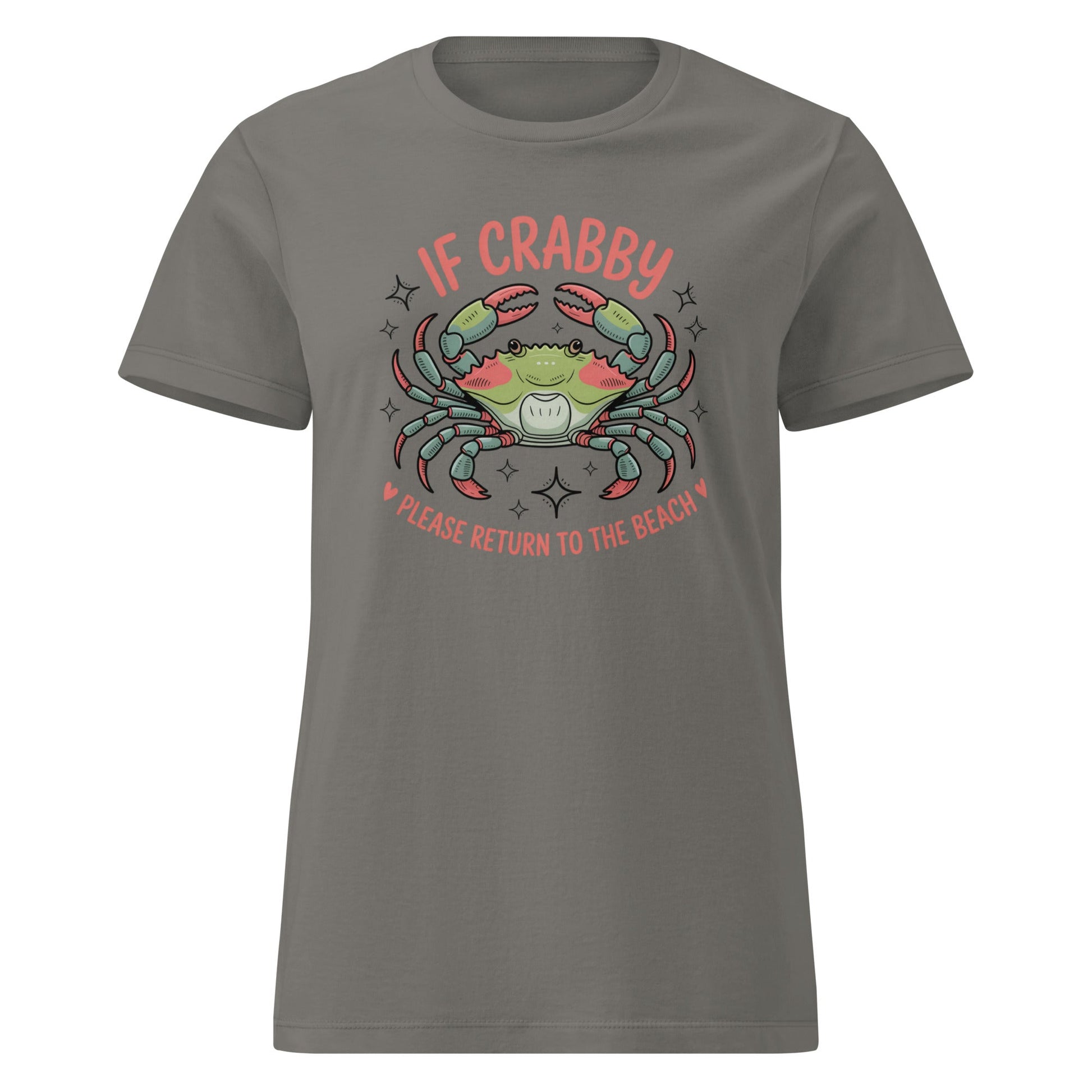 If Crabby Return to Beach T-Shirt | Softstyle Womens Tee - Charcoal - T-Shirts Online