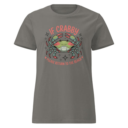 If Crabby Return to Beach T-Shirt | Softstyle Womens Tee - Charcoal - T-Shirts Online