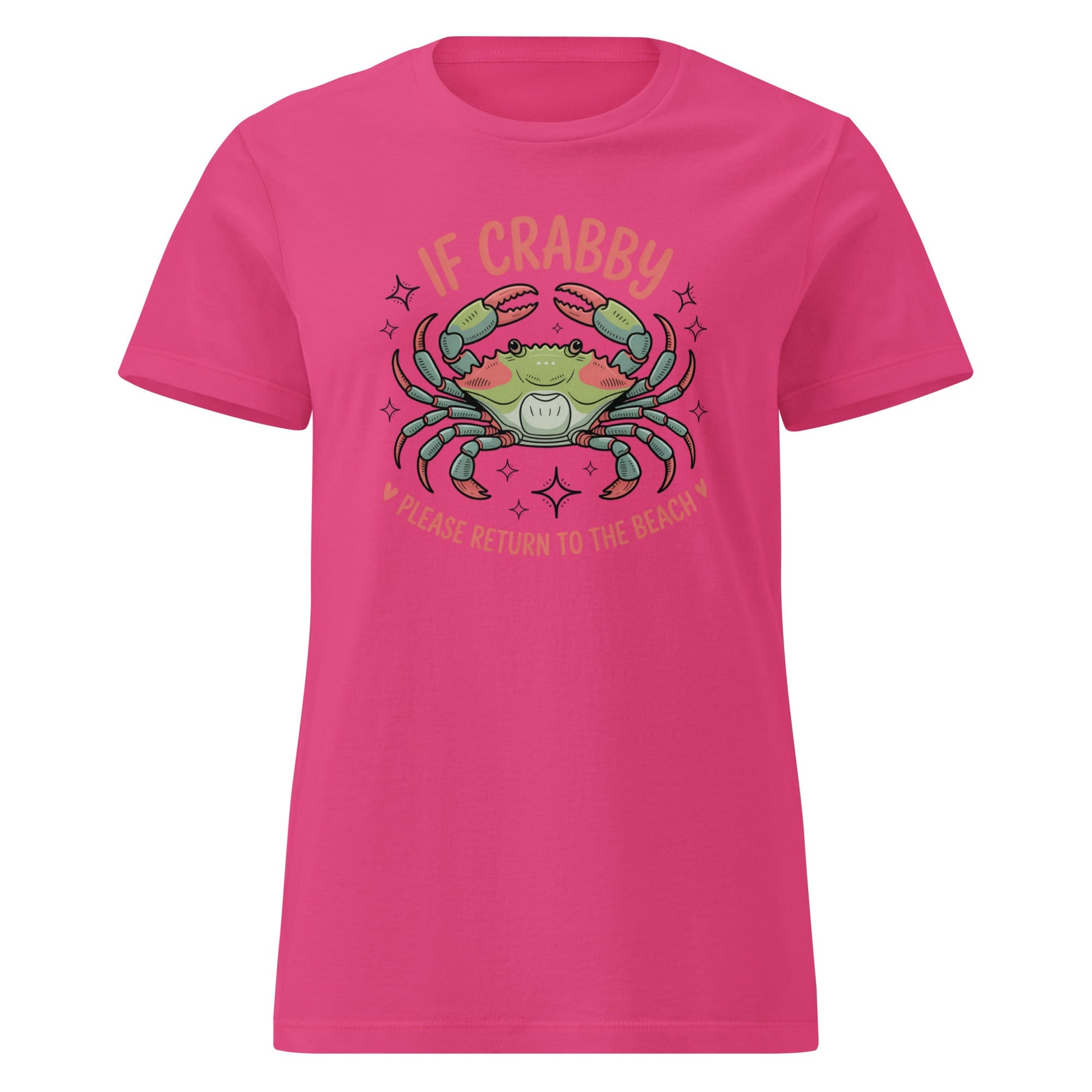 If Crabby Return to Beach T-Shirt | Softstyle Womens Tee - Heliconia - T-Shirts Online