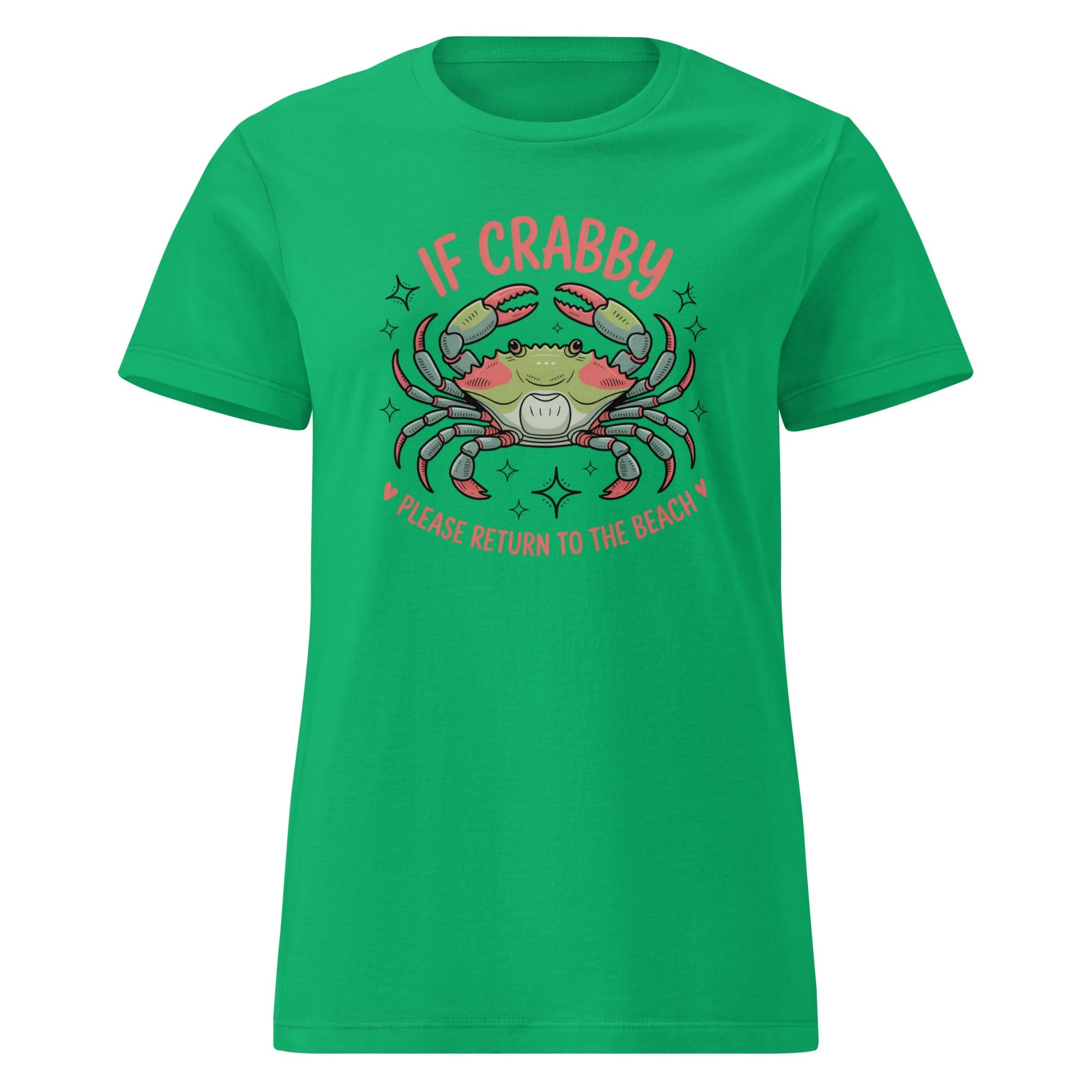 If Crabby Return to Beach T-Shirt | Softstyle Womens Tee - Irish Green - T-Shirts Online