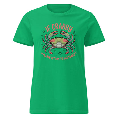 If Crabby Return to Beach T-Shirt | Softstyle Womens Tee - Irish Green - T-Shirts Online