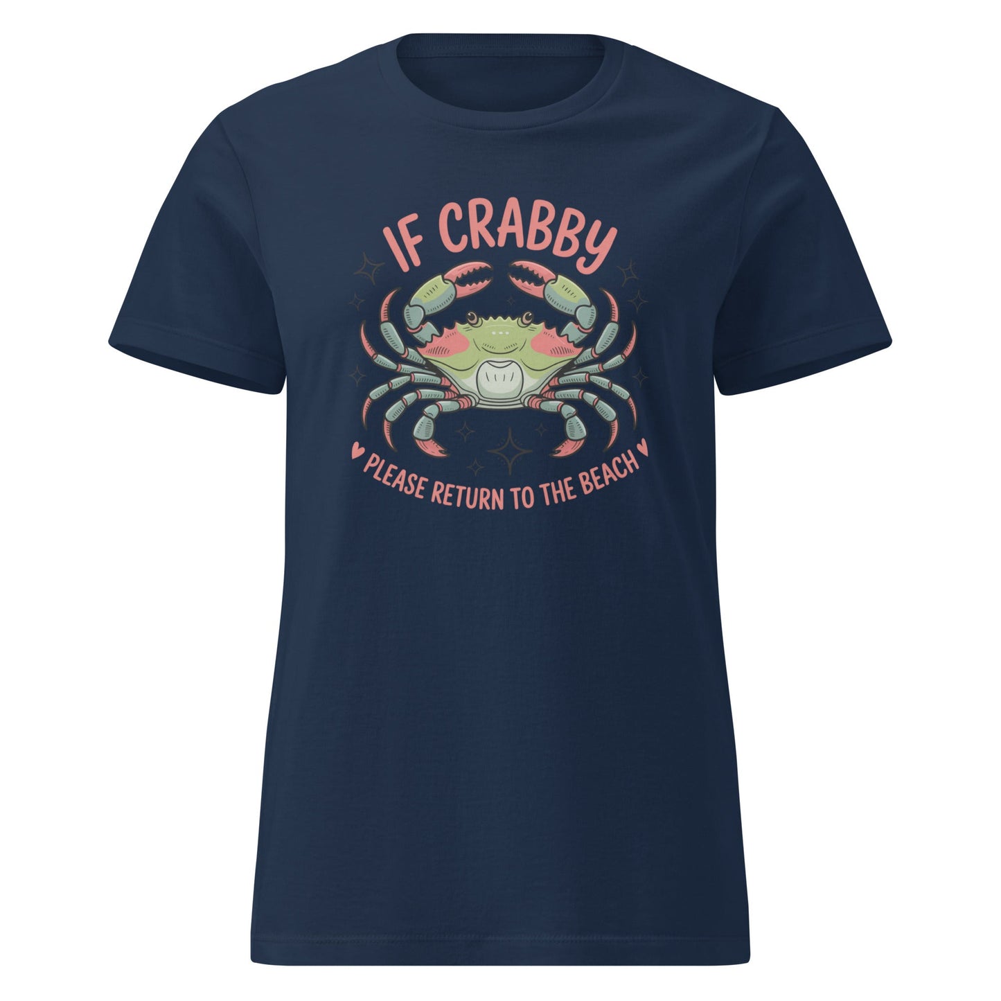 If Crabby Return to Beach T-Shirt | Softstyle Womens Tee - Navy - T-Shirts Online