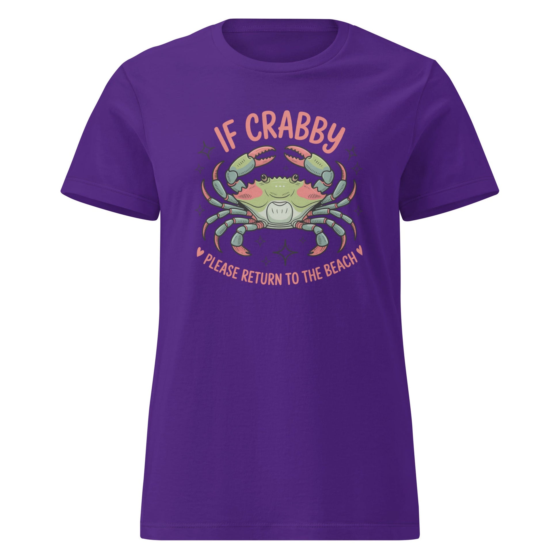 If Crabby Return to Beach T-Shirt | Softstyle Womens Tee - Purple - T-Shirts Online