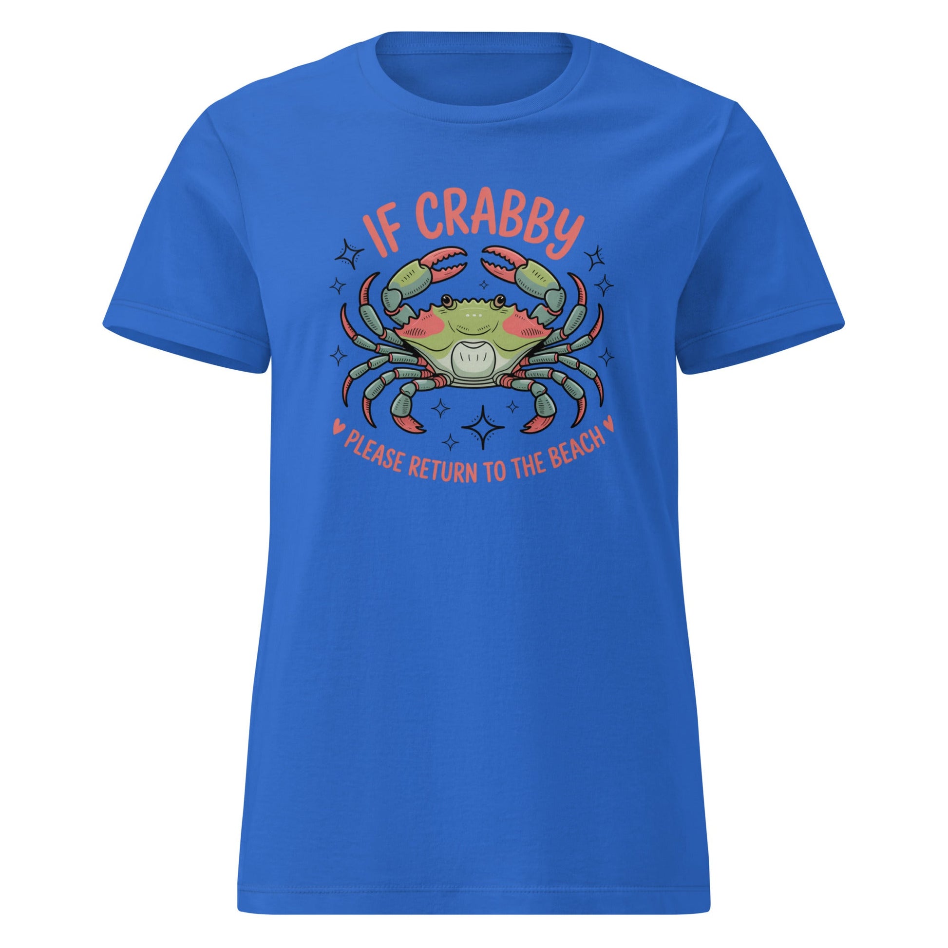If Crabby Return to Beach T-Shirt | Softstyle Womens Tee - Royal - T-Shirts Online