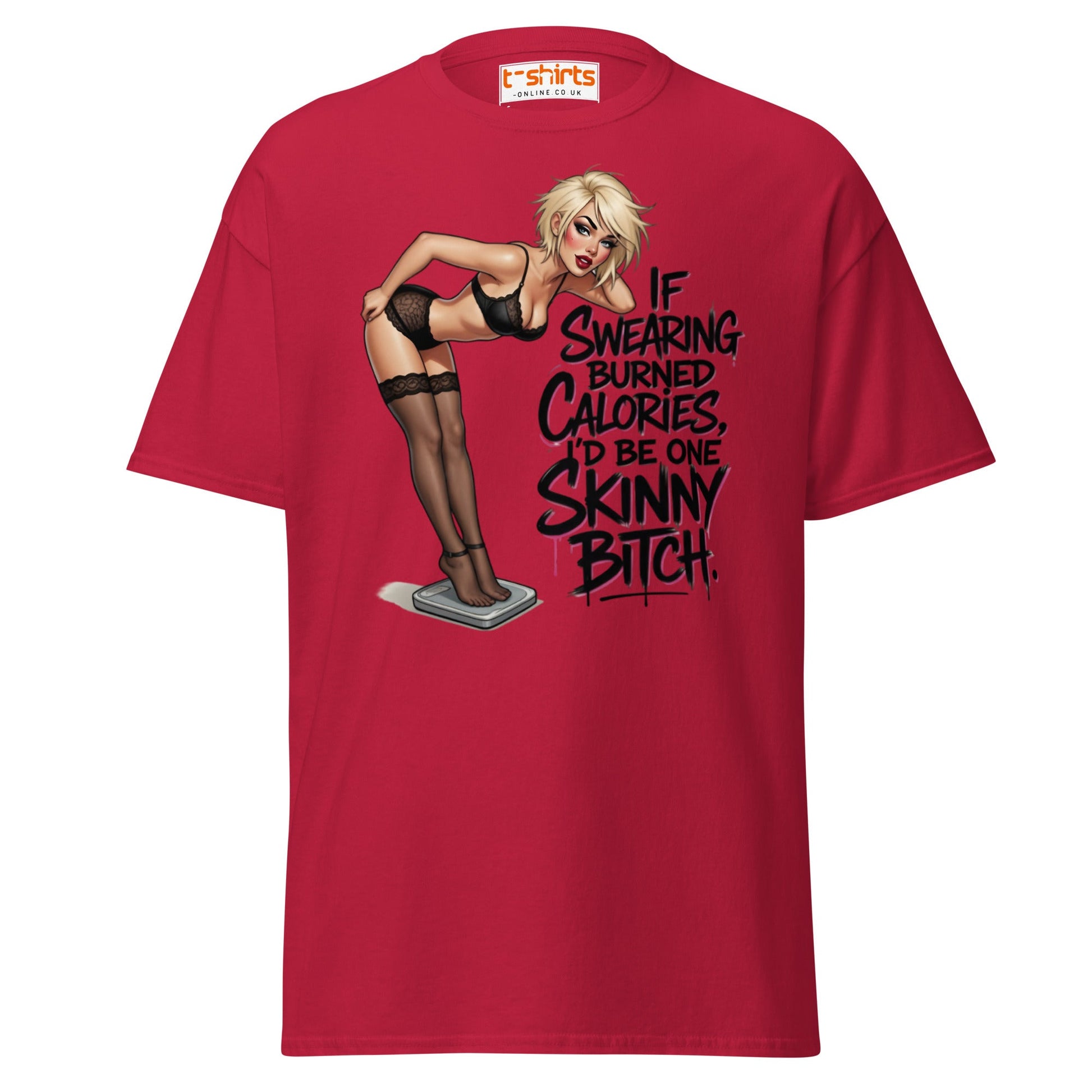 If Swearing Burned Calories Shirt - Funny Pin - Up Tee - Cardinal - T-Shirts Online