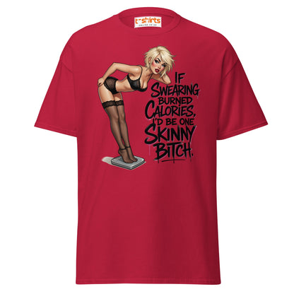 If Swearing Burned Calories Shirt - Funny Pin - Up Tee - Cardinal - T-Shirts Online