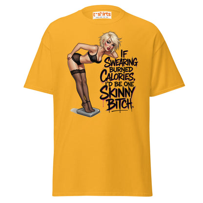 If Swearing Burned Calories Shirt - Funny Pin - Up Tee - Gold - T-Shirts Online