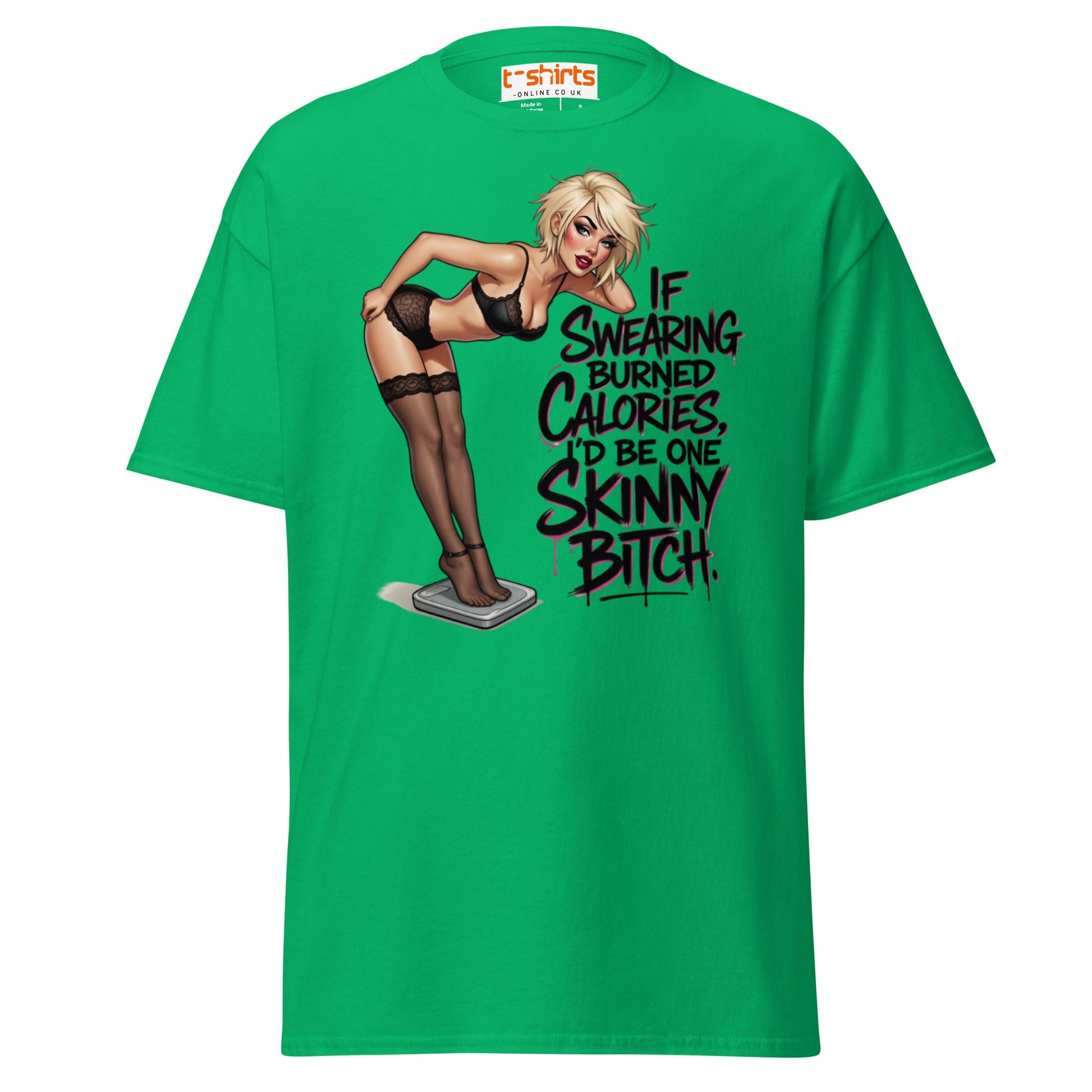 If Swearing Burned Calories Shirt - Funny Pin - Up Tee - Irish Green - T-Shirts Online