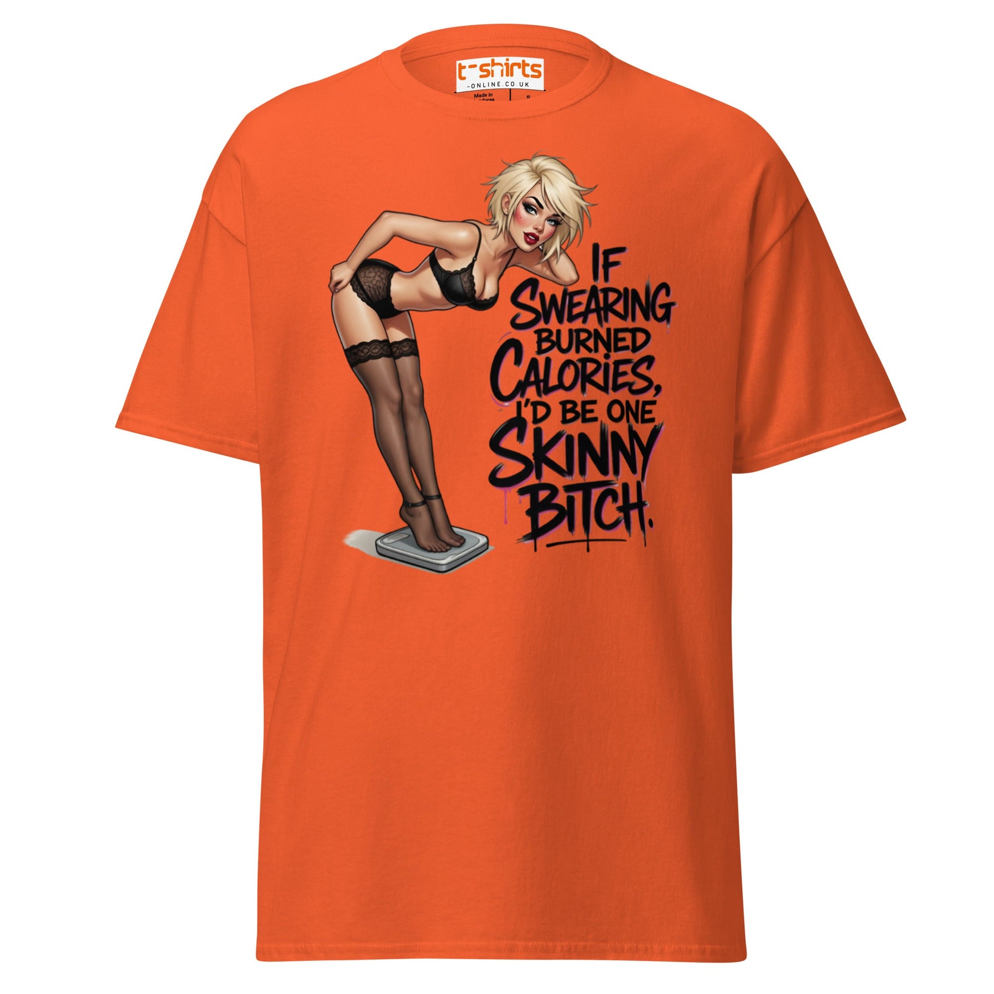 If Swearing Burned Calories Shirt - Funny Pin - Up Tee - Orange - T-Shirts Online