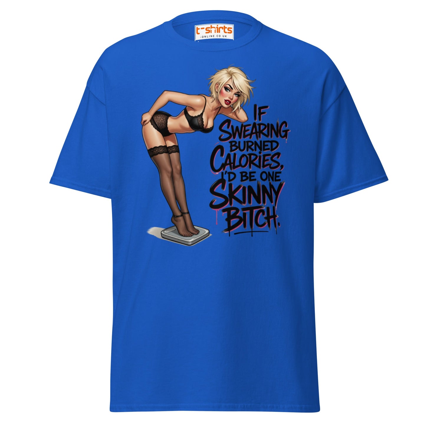 If Swearing Burned Calories Shirt - Funny Pin - Up Tee - Royal - T-Shirts Online