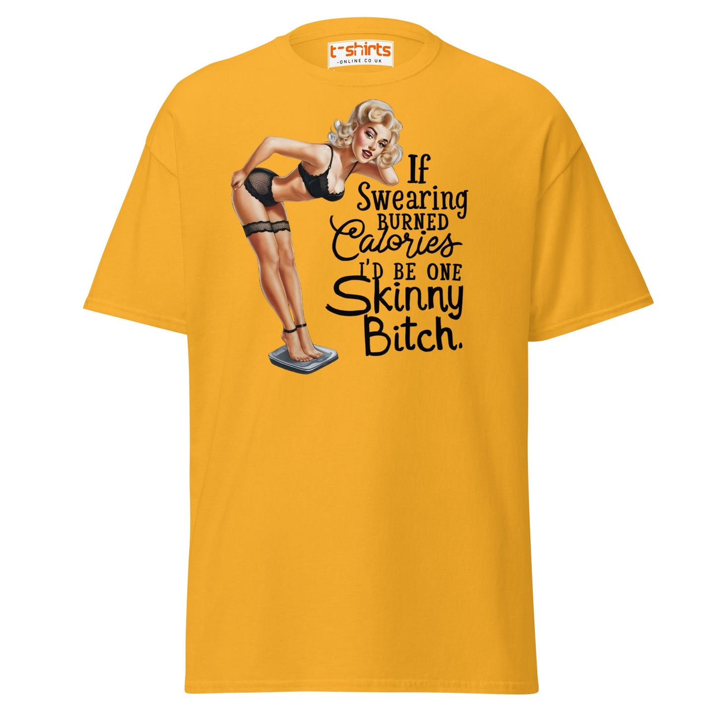 If Swearing Burned Calories T-Shirt | Funny Retro Tee - Gold - T-Shirts Online