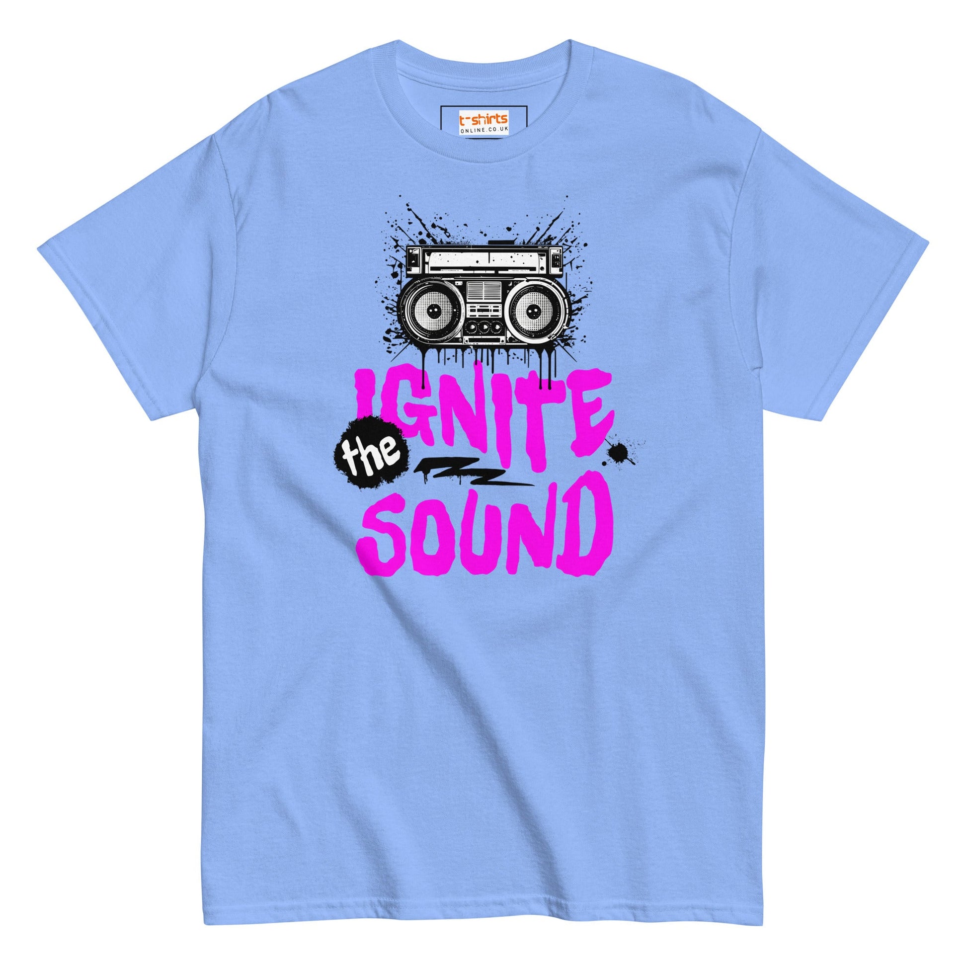 Ignite the Sound T-Shirt | Graphic Music Tee - Carolina Blue - T-Shirts Online
