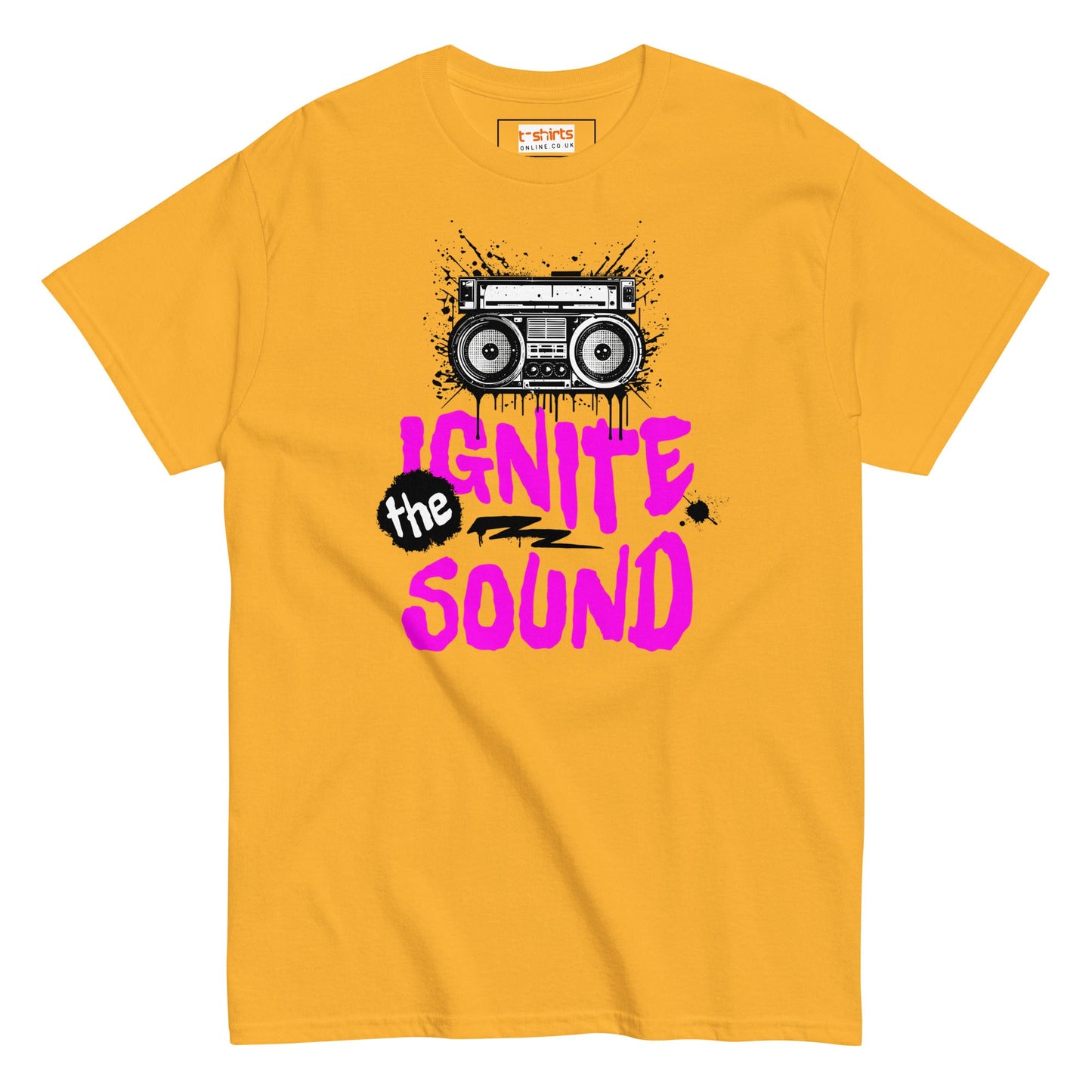Ignite the Sound T-Shirt | Graphic Music Tee - Gold - T-Shirts Online