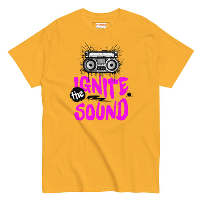 Ignite the Sound T-Shirt | Graphic Music Tee - Gold - T-Shirts Online