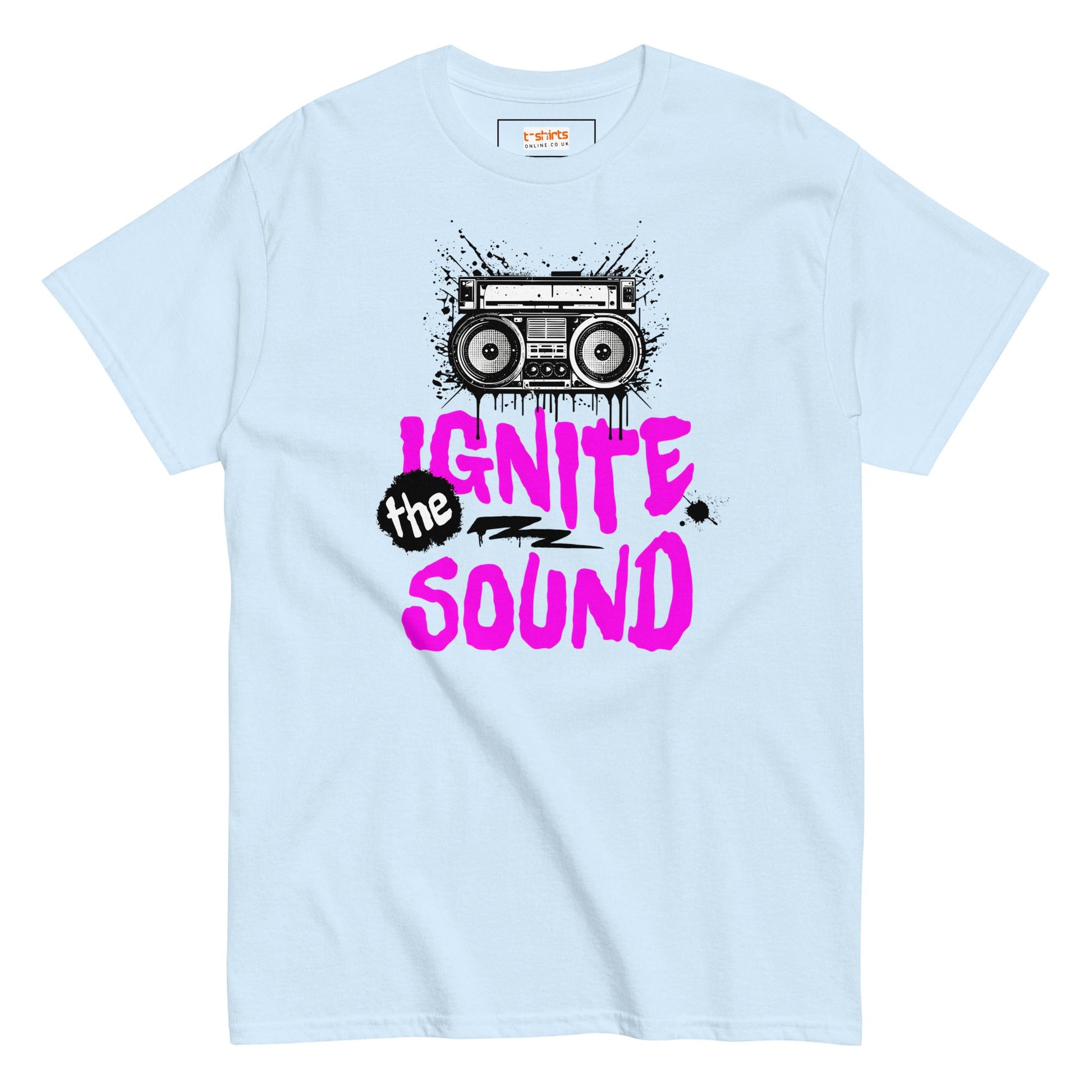 Ignite the Sound T-Shirt | Graphic Music Tee - Light Blue - T-Shirts Online