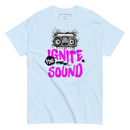 Ignite the Sound T-Shirt | Graphic Music Tee - Light Blue - T-Shirts Online