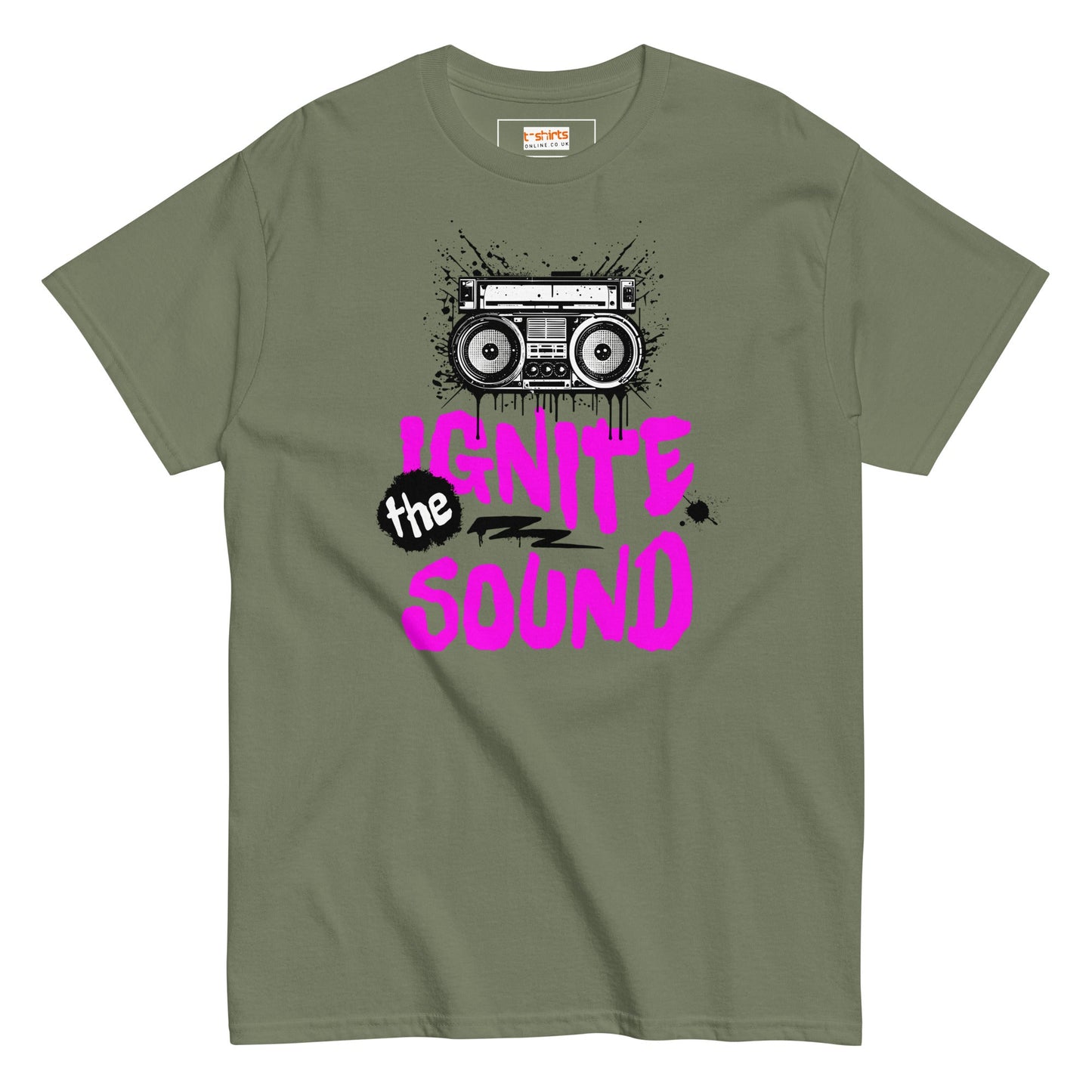 Ignite the Sound T-Shirt | Graphic Music Tee - Military Green - T-Shirts Online